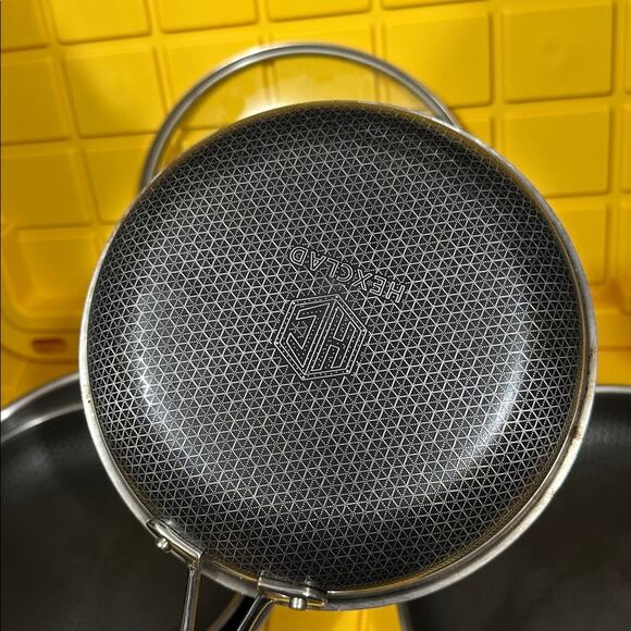 HEXCLAD 5 Piece Nonstick Stainless Steel Frying Pan Set 10 12 and Wok $600 - Picture 9 of 9